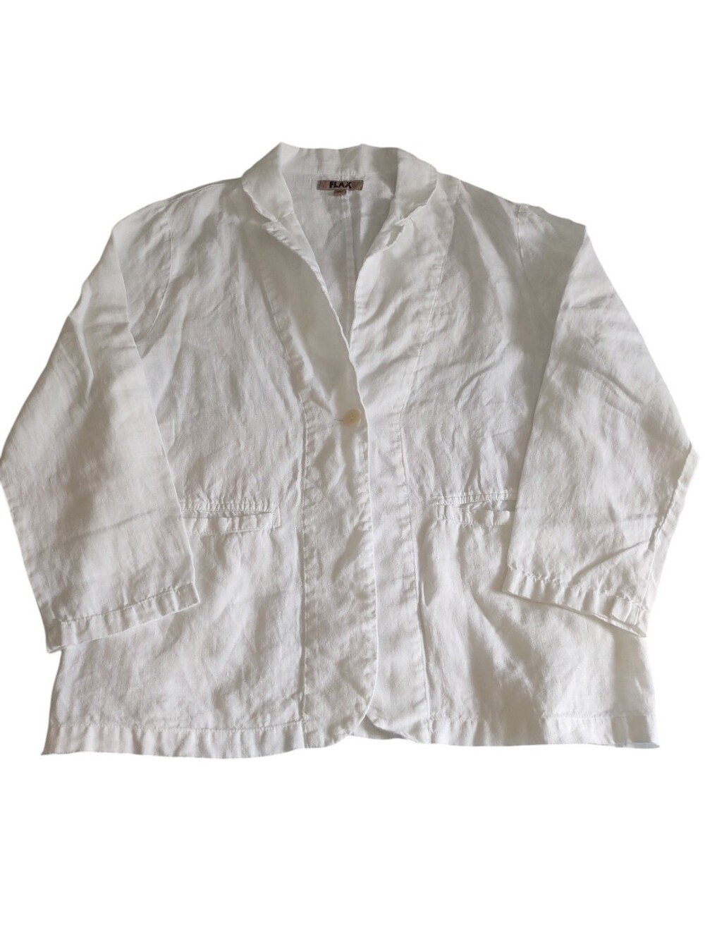 Flax Medium White 100% Linen Top